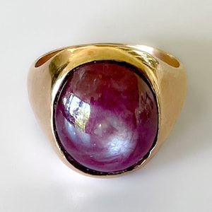 Antique Victorian Mens 14k Rose Gold 19 ct Natural Star Ruby Ring 16.7g