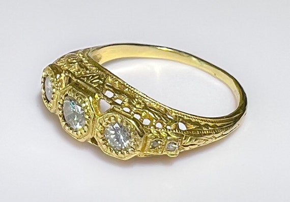 Antique Art Nouveau 14k .50ctw  Diamond Ring 3.1g - image 3