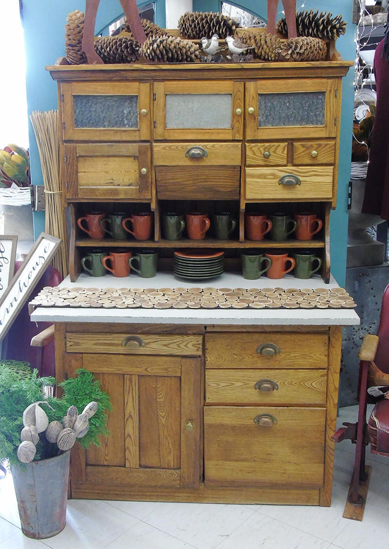 Sold Antique Hutch Farmhouse Kitchen Cottage Rustic Cabinet Storage Buffet China