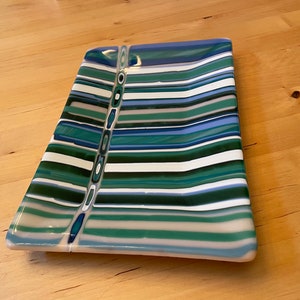 Fused Glass Platter/Serving Dish/Blue/ Green tones-fused glass-handmade