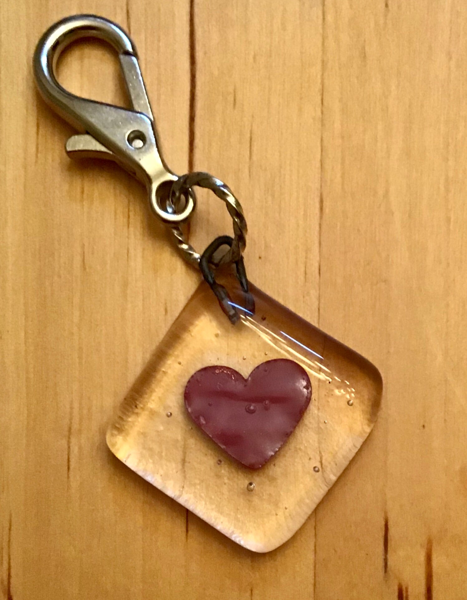 Hearts Key ring holderpurse accessory Handmadefused glass Etsy