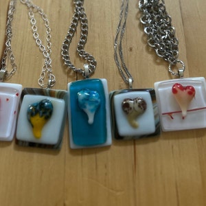 Fused Glass Pendant with a beautiful Two colored heart- handmade