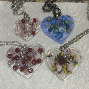 Various Heart pendant rainbow, red,  blue and pink with Murrini-handmade-fused glass