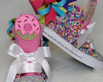 bedazzled high top converse