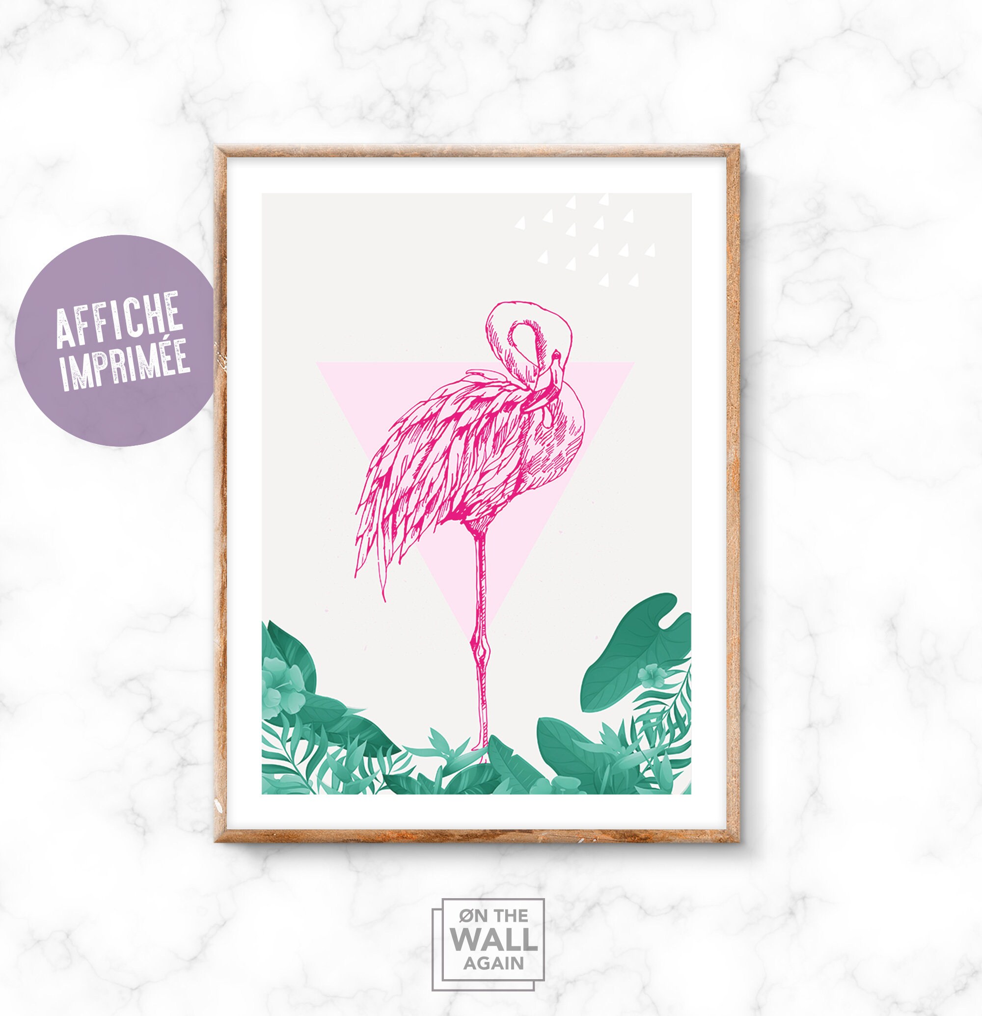 Affiche Pink Flamingo, Flamand Rose, Tropical, Impression, Affiche, Poster, Vintage, Jungle, Affiche