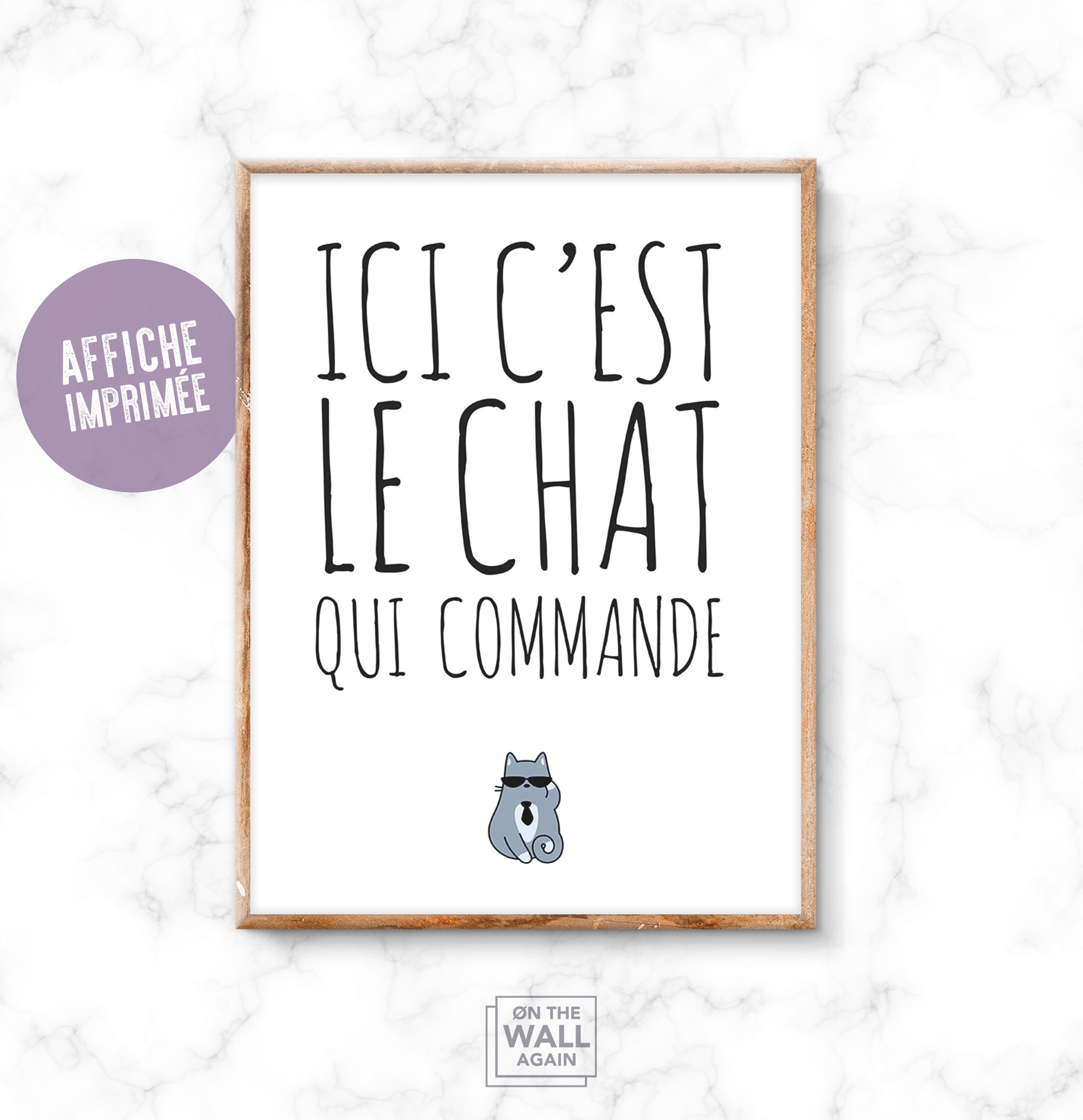 Affiche Ici C'est Le Chat Qui Commande, Chat, Impression Affiche, Poster, Illustration, Affiche Déco