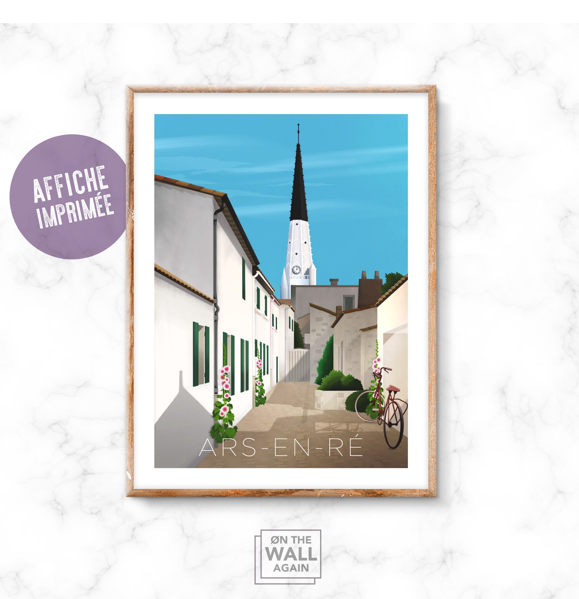 Affiche Vintage, Ars en Ré, Ile-De-Ré, Voyage, Vacances, Décoration Murale, Illustration, Charente M