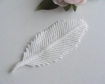 applique leaf flat 10 * 3, 5 cm white cotton lace embroidery