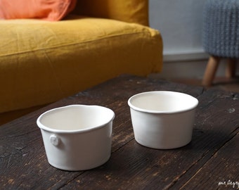 white ceramic aperitif ramekins imitation cardboard pot