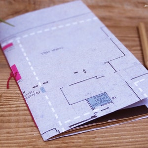 Grey and pink recycled paper notebook with plan pattern to slide everywhere image 10