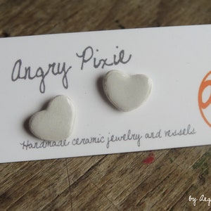 ceramic earrings small gray hearts image 2