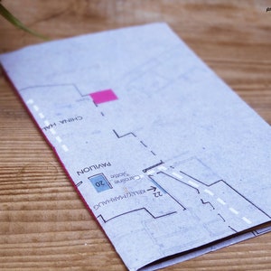 Grey and pink recycled paper notebook with plan pattern to slide everywhere image 4