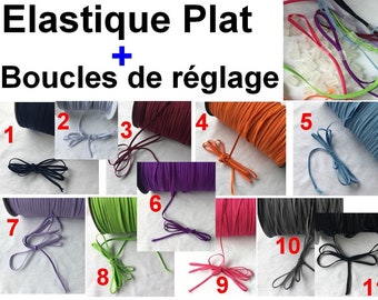 Elastic, 20 meters - 10Pcs Adjustment loops, flat elastic, color, stretch cord for sewing, tie, tie, garment, DIY