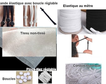 Elastique, cordon, 10mètres, thermocollant, tissu non tissé, meltblown, masque, coton, ruban, fusible, entoilage, fil couture, mercerie, DIY