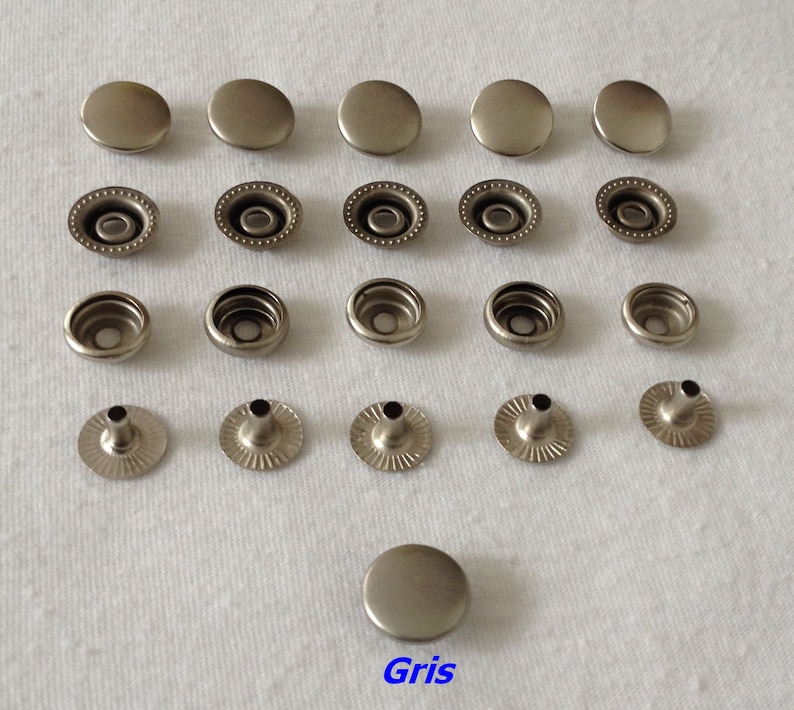 Boutons, pression, métal, rond, fermoir, fermetures, attaches, fourniture, mercerie, créations, couture, cuir, maroquinerie, accessoires, image 1