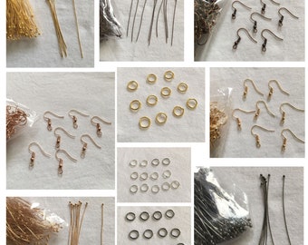 Crochets, tiges, clous, chaine, charm ou anneaux au choix pour la création de bijoux, DIY, boucles d'oreilles,