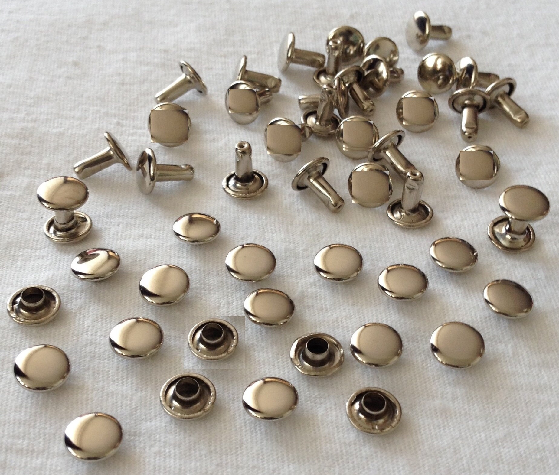 Lots Rivets Lot rivet, double cabochon, rond, clou, attache, ornement, couture ...