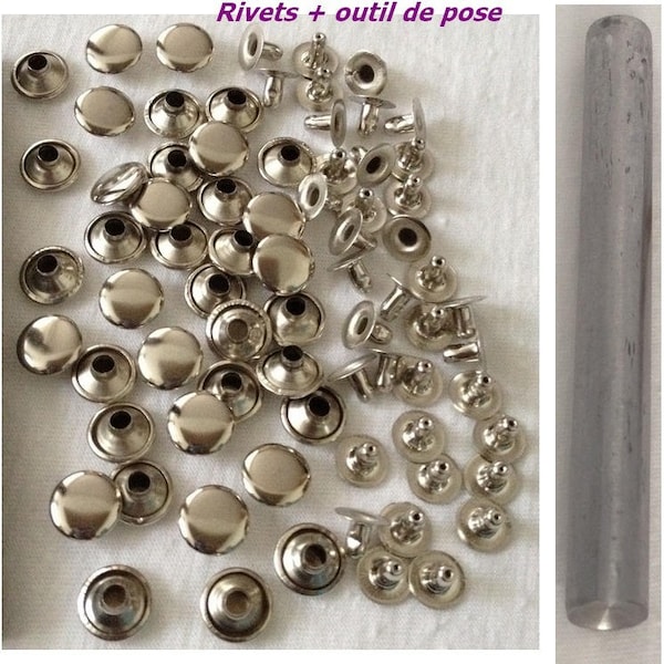 Lot Rivet, rond, clou, attache, ornement, bricolage, couture, customisation, Outil de pose, DIY, accessoires, fourniture, art, créations