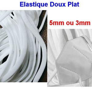 Elastique, doux, souple pour masque, mélange de coton, spandex, lanière, ruban, étitable, cordon plat ou rond, DIY, couture, mercerie, image 4