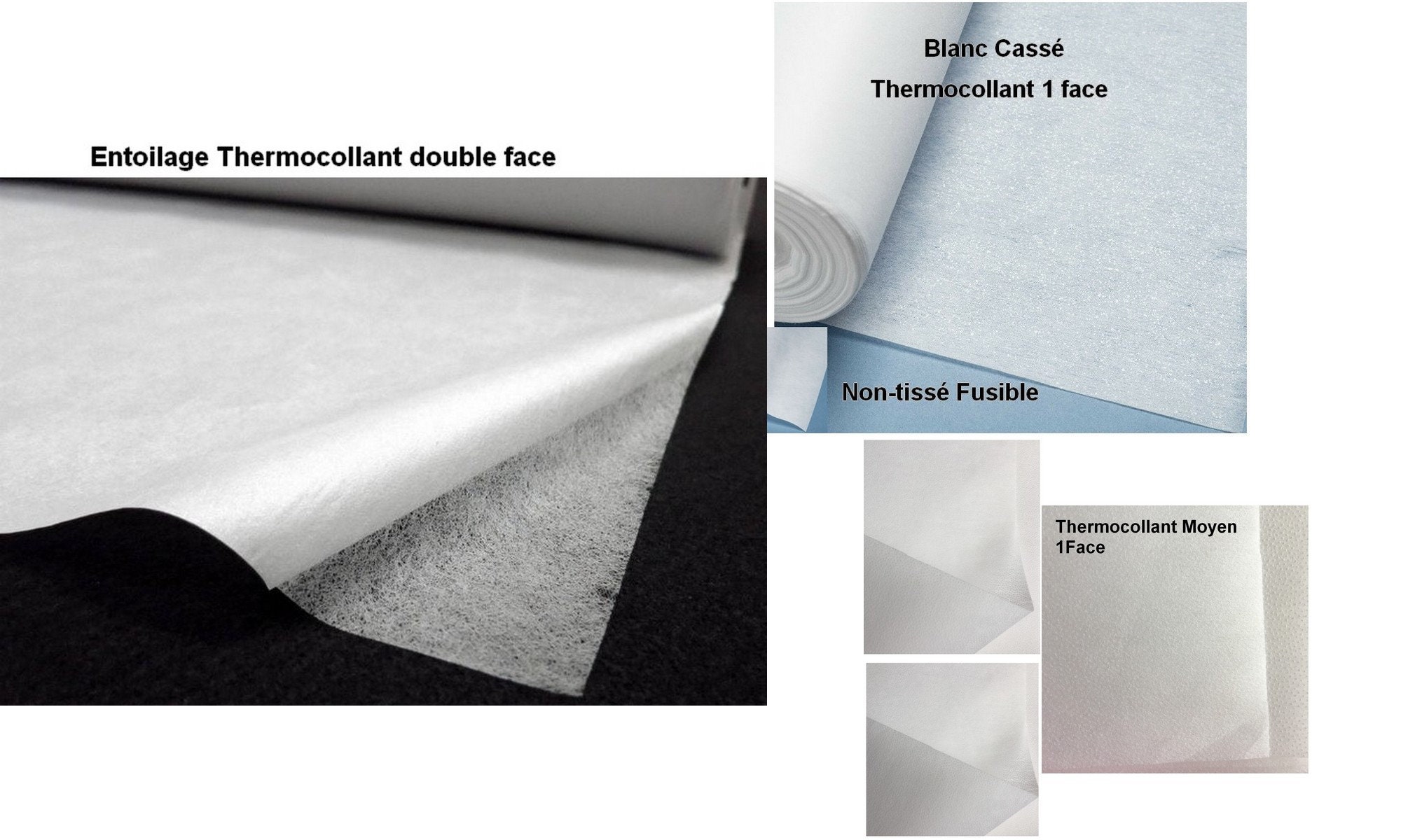 1 pièce Ruban en tissu thermocollant double face unicolore