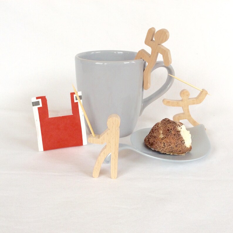 Wooden Tea Bag Holder. Set of 4. Fisherman or Javelin Thrower Etsy