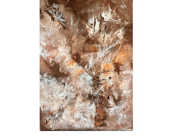 tableau à l'acrylique Peinture abstraite colorée Art abstrait pour salon contemporain Tableau abstrait  Automnal brun orange 30x40cm