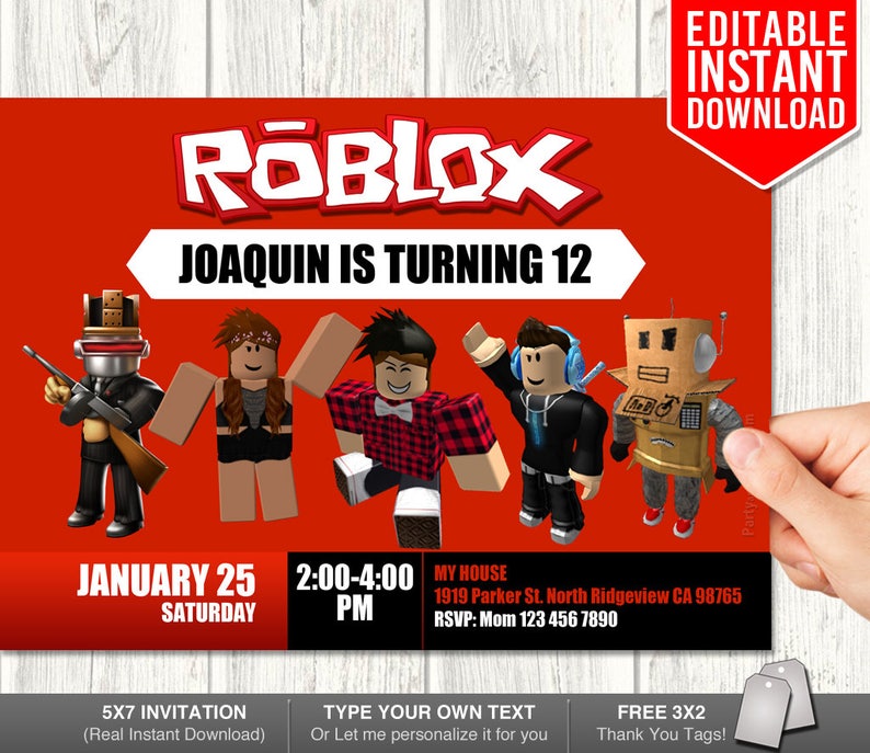 Roblox Invitations Roblox Invitation Download Roblox Etsy - 
