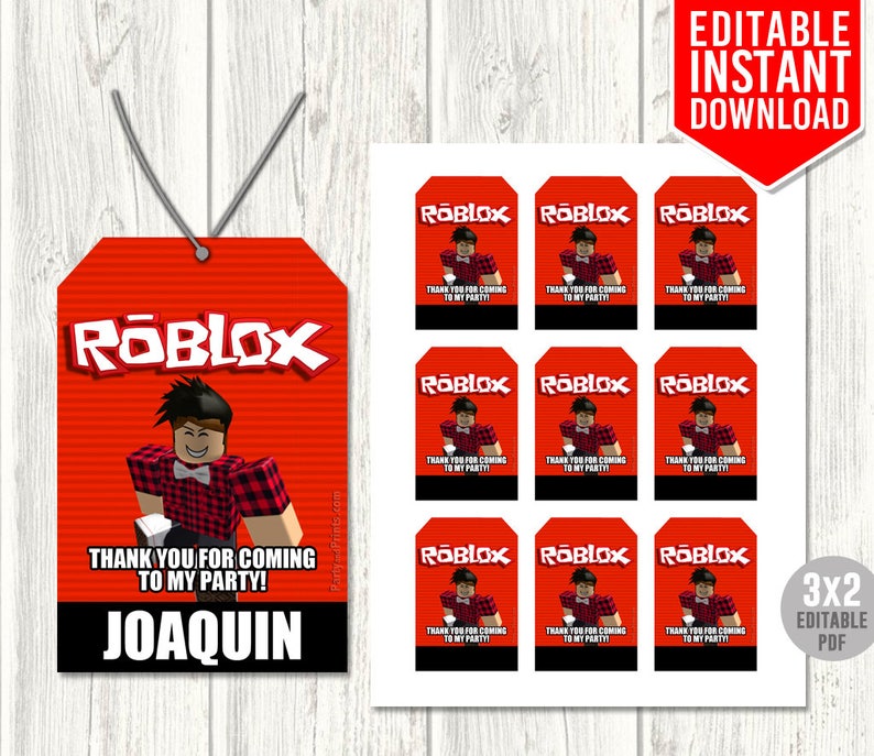 Roblox Thank You Tags Roblox Favor Tags Roblox Party Favors Roblox Birthday Party Roblox Printables Editable Pdf Instant Download - 