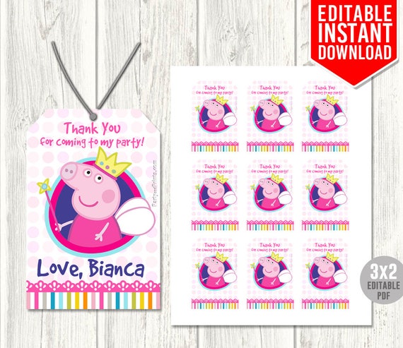 Peppa Pig Invitations Peppa Pig Invitation Download Peppa Pig Instant Download Editable Text Peppa Pig Thank You Tag Princess Peppa Pdf - 