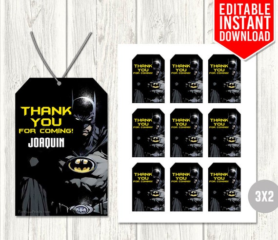 Batman Thank You Tags Batman Tags Batman Birthday Party | Etsy