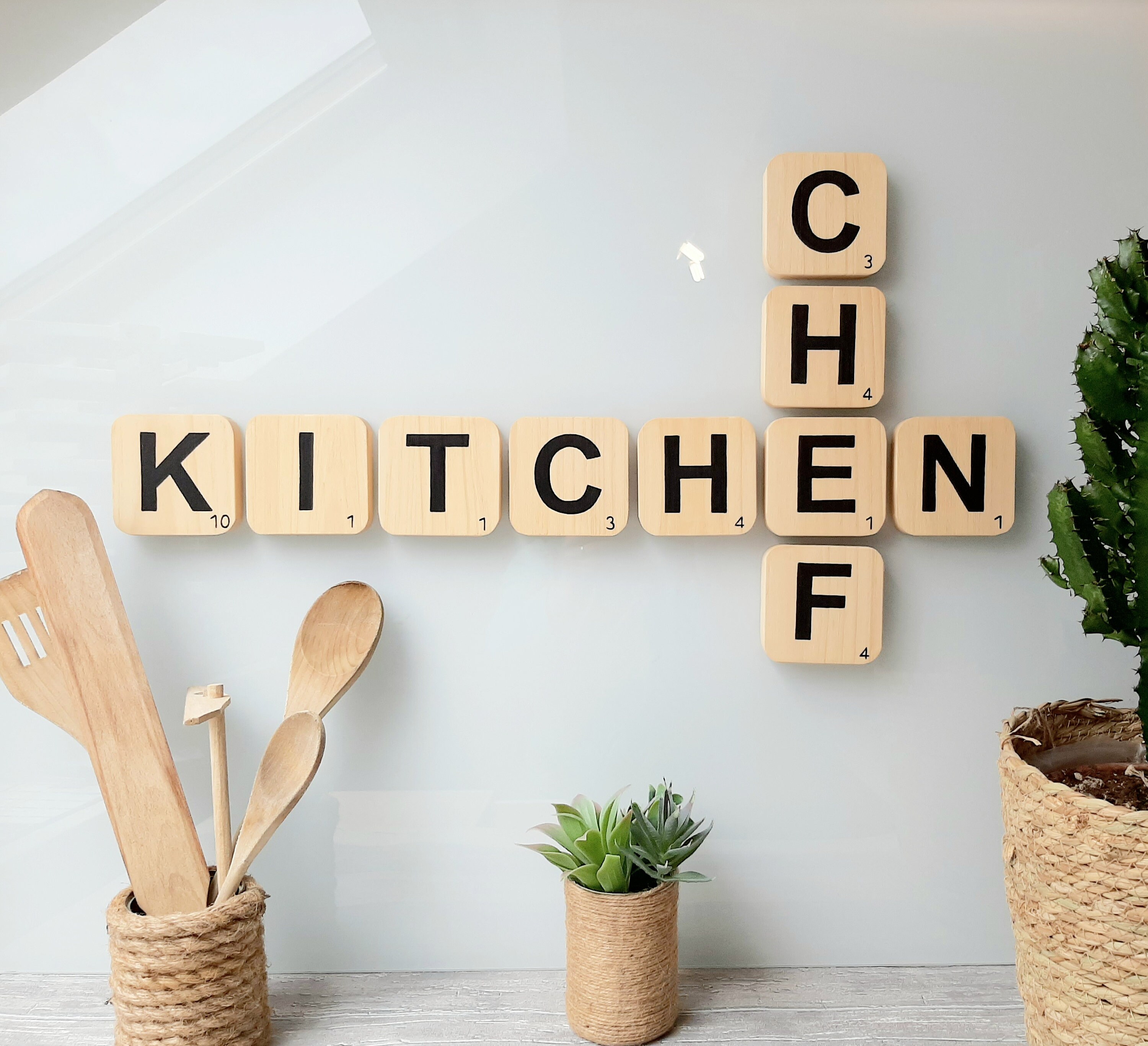 Lettre Scrabble Géante, Décoration Murale Bistrot, en Bois, Lettre Design, Modèle Bistrot