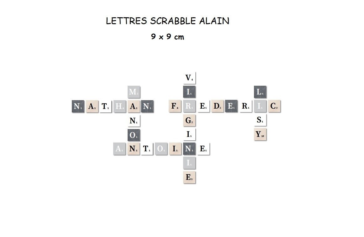 Lot de 33 Lettres Scrabble Alain 9 X cm