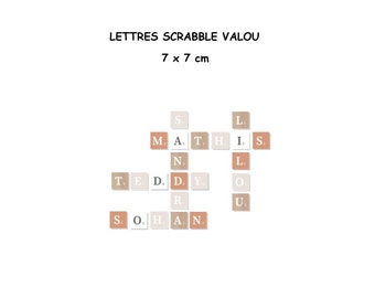 Lot 23 lettres scrabble Valou 7 x 7 cm