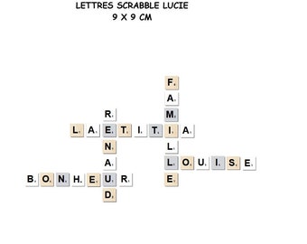 Lot 30 lettres scrabble Lucie 9 X 9 cm