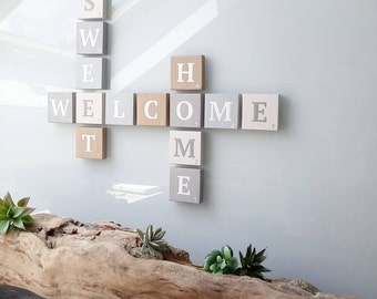 Lettera di Scarabeo, lettera in legno, decorazione murale, stile berbero, natura, colori beige grigio bianco tortora, modello Julie