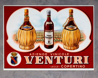 Vintage original wine poster made in Italy
