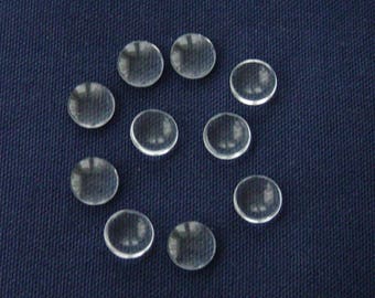 10 Cabochons arrondis et épais en verre transparent 12 mm