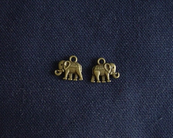 2 charms Very Small Elephant in bronze metal