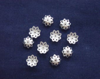 10 Coupelles argentées pour perles à partir de 14 mm