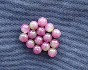 15 Perles en verre 8 mm de couleur mauve rose vert