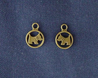 2 bronze charms small dog