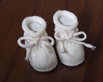 chaussures de baptême blanches, 0-3 mois, chaussures de bébé tricotées, en pure laine