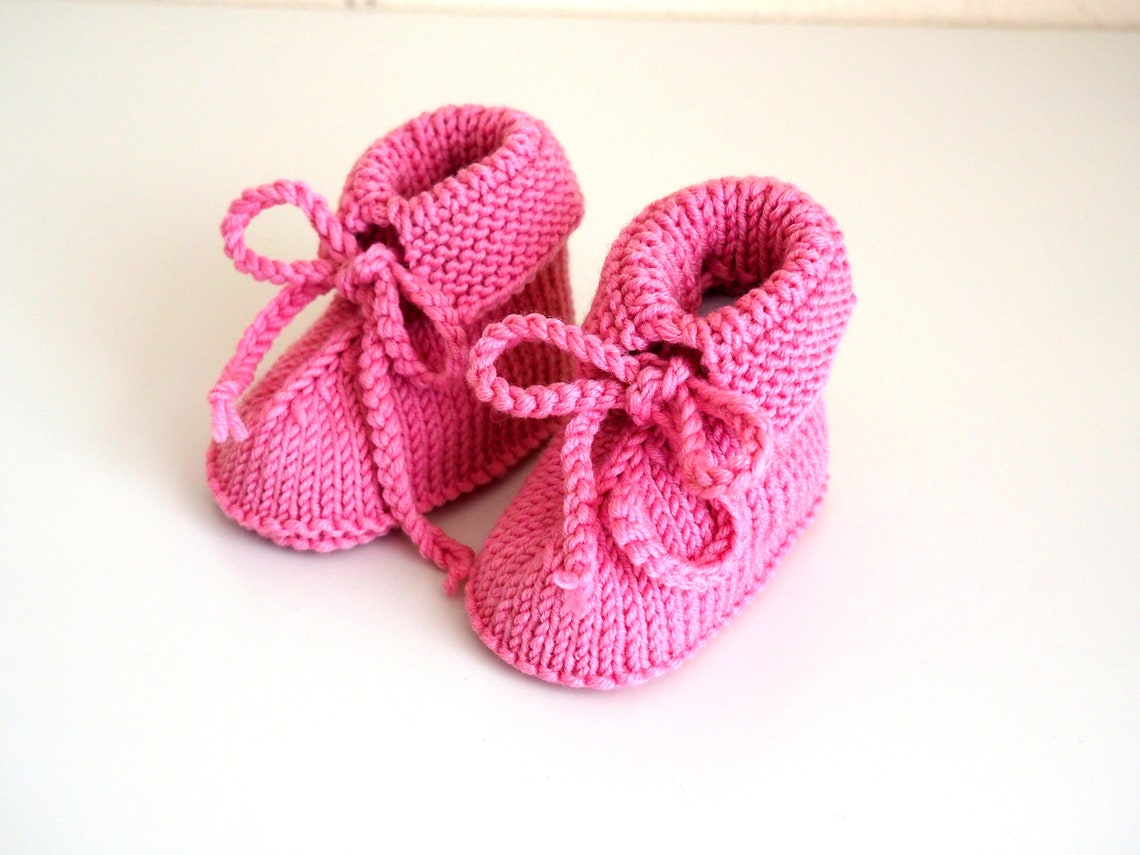 Pink Baby Shoes Knitted From Wool for 36 Months Etsy UK