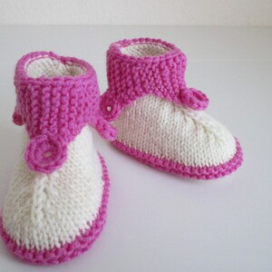 Baby shoes 0-3 months knitted natural and pink model Kobold image 3