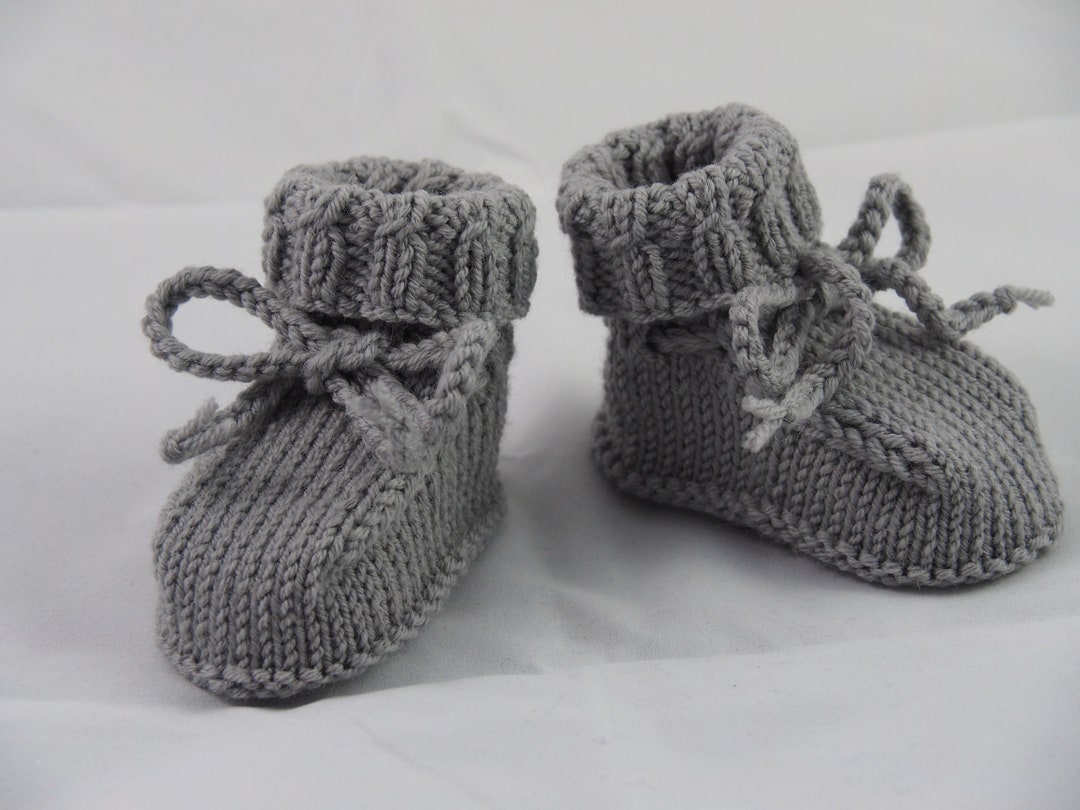 Grey Baby Shoes 36 Months Knitted From Wool for Little Boys Etsy Ireland
