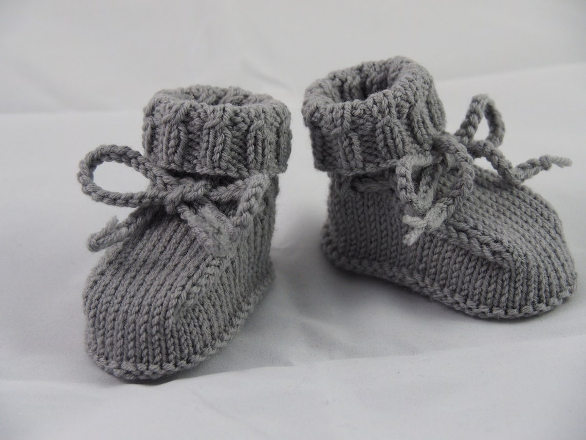 Grey Baby Shoes 36 Months Knitted From Wool for Little Boys Etsy Ireland