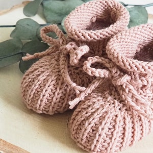 altrosa Babyschuhe, 0-3 Monate, gestrickt, aus Wolle, in Patentmuster