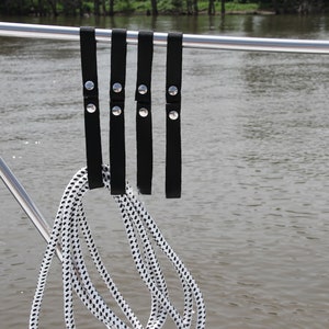 Boat Straps set of 4, RIver Life, Stow Rope Neatly, Summer Fun on Boat, Fishing Boat- BLACK
