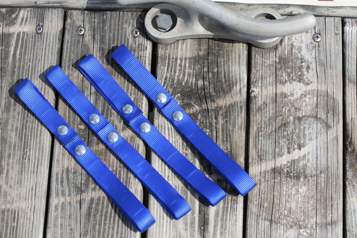 Set of 4 Boat Railing Straps for Holding Dock Line Rope on motor