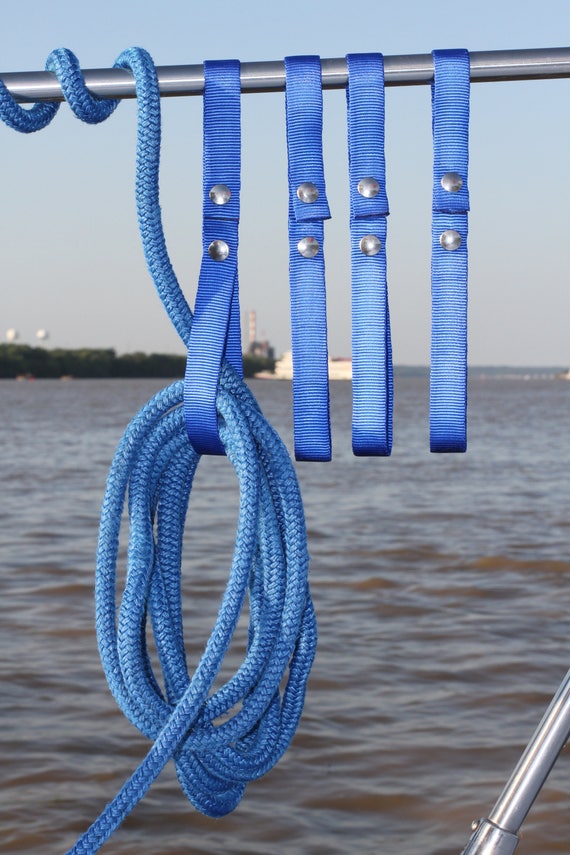 Set of 4 Boat Railing Straps for Holding Dock Line Rope on Boat Royal Blue  